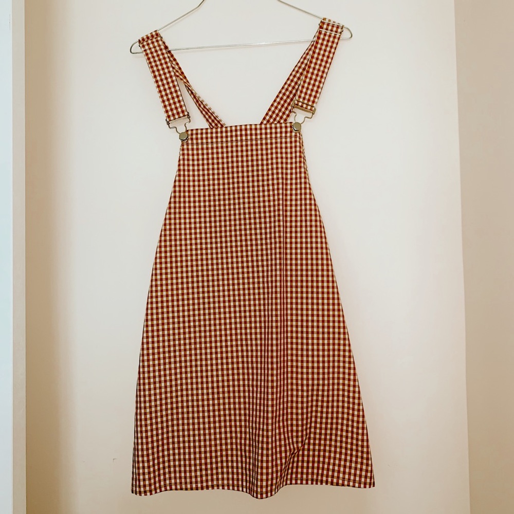 Plaid overall dress